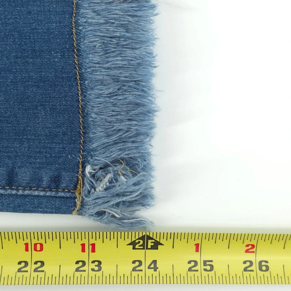 Michael Kors Womens Jeans Cropped Flare 12‎ Blue Frayed Hem Denim
